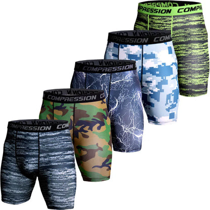 Pantalones Cortos de Compresión Hombre Camuflaje Estampado 3D Mallas Cortas de Culturismo Hombre Gimnasios Pantalones Cortos Musculación Masculina Alive Elastic Running Shorts