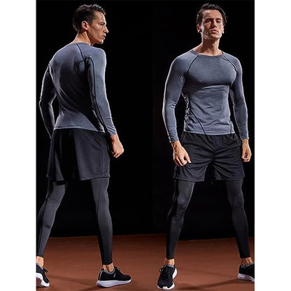 Camiseta  Compresión Manga Larga Hombres Elástico Entrenamiento Gimnasio Fitness Workout Tights Sport Jersey Athletic Running Shirt Men