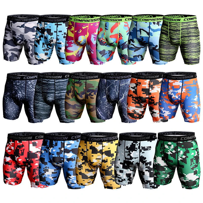 Pantalones Cortos de Compresión Hombre Camuflaje Estampado 3D Mallas Cortas de Culturismo Hombre Gimnasios Pantalones Cortos Musculación Masculina Alive Elastic Running Shorts