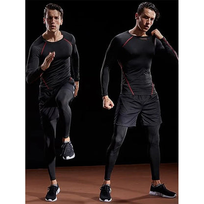 Camiseta  Compresión Manga Larga Hombres Elástico Entrenamiento Gimnasio Fitness Workout Tights Sport Jersey Athletic Running Shirt Men