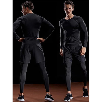 Camiseta  Compresión Manga Larga Hombres Elástico Entrenamiento Gimnasio Fitness Workout Tights Sport Jersey Athletic Running Shirt Men